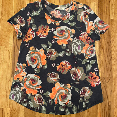 Girls 12pm By Mon Ami size 10 Navy Blue Pink Floral Top Tee Boutique