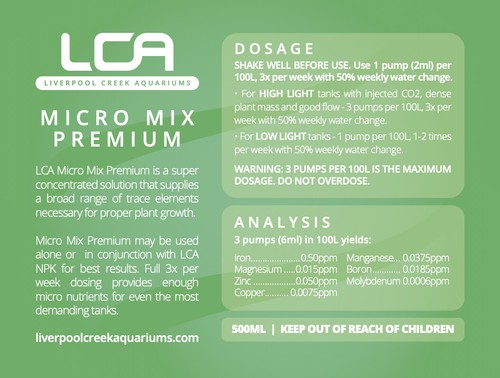 LCA Micro Mix 'Premium' Fertiliser / Fish Shrimp Safe Live Aquarium Plants - Picture 2 of 3