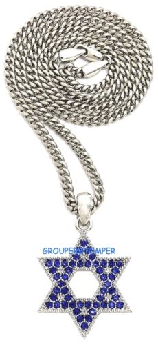 Star Of David New Rhinestone Pendant Necklace with 24 Inch Chain Religious - Picture 1 of 18