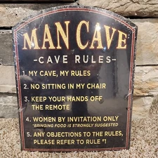 Man Cave Rules Sign metal Open Road Brands