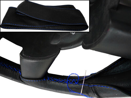 Für Ford Ranger 06-09 Best Schwarz Leder Lenkrad Abdeckung Blau Naht Neu - Bild 1 von 1