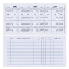 20 Pack Checkbook Register, Check Registers for Personal, Blank Ledger 