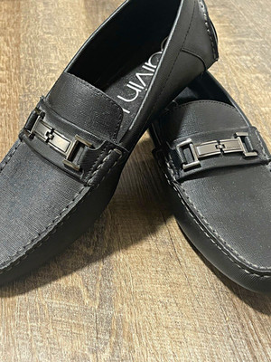 Calvin Klein Men s Black Slip-On Loafer Shoes Size 10 Faux Leather Logo