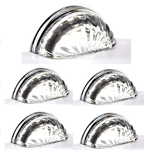 PACK de 5 tiradores/perillas de vidrio de melón con forma de carcasa con distancia de montaje de 3 pulgadas... Foto 2 de 4