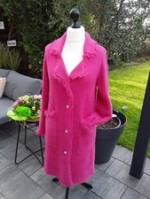 Long Strickjacke Damen Pink Fransen Gr.40/42 Mantel Kuschelig