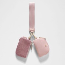 Lululemon Dual Pouch Wristlet glitter Pink Champagne/Mink Berry/Gold NWT