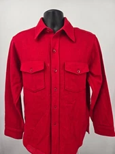Vintage Woolrich Flannel Shirt Jacket Mens Large Red Button Down Wool Blend USA