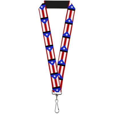 Buckle-Down Lanyard - 1.0'' - Puerto Rico Flag Repeat/black Accessory (US IMPORT)