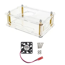 Acrylic Enclosure Clear Box Protective Shell Cover + Cooling Fan for Orange Pi 5