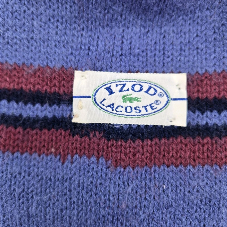 De Colección Izod Lacoste Bufanda a Rayas Borla Azul Negro Borgoña Rayas Foto 4 de 4