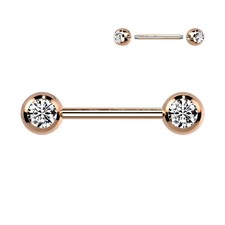 Haltère 1,6mm or Rose 12mm Piercing Nichon Piercing Mamelon Boule Zircon