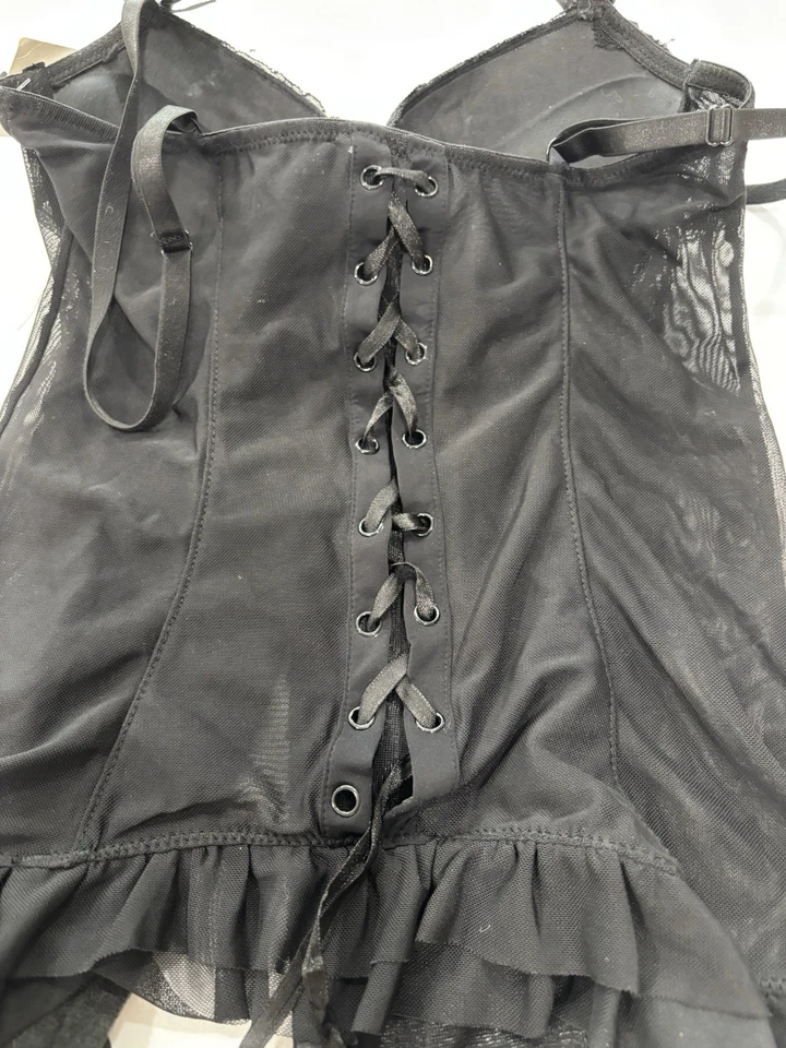 Белье от Rene Rofe пуш-ап бюстье со шнуровкой назад L черный новый с Ярлыками - Изображение 4 из 4