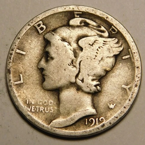 1919 D Mercury Dime 90% Silver G - VG   "Actual Coin Pictured - Not Cleaned"