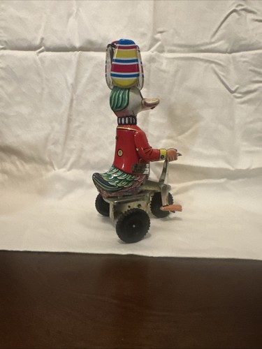 Vintage Duck Toy Factory Duck on Bike Tin Wind Up Toy 8’ - Picture 5 of 12