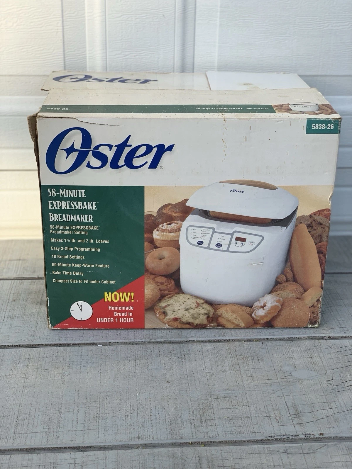 Oster ~ 5838 ExpressBake Bread Maker 2 lb Loaf Complete w/Pan & Paddle *TESTED!
Opens in a new windo