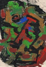 ABSTRACT Oil Painting On Paper SIGNED 1962