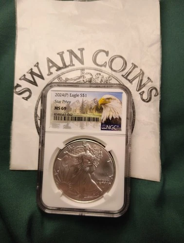 2024 (P) American Silver Eagle Star Privy NGC MS69 EY109