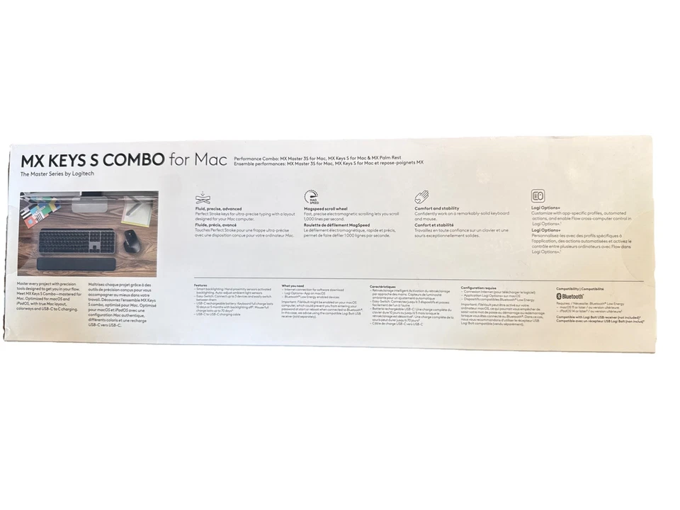 Logitech MX Keys S Combo for Mac Wireless Keyboard and Mouse with palmrest - Image 3 of 4