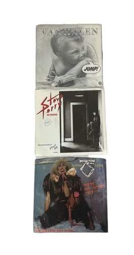 80’s Rock 45s Lot Of 3 Van Halen Steve Perry Twisted Sister Pic Sleeves All EX