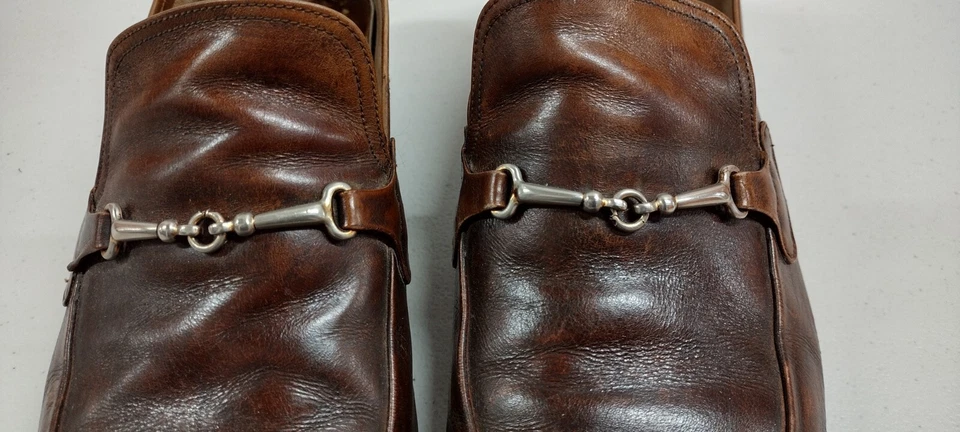 Zapatos elegantes BALLY OF SWITZERLAND 9 1/2 C cuero marrón años 80 mocasines vintage Foto 2 de 4