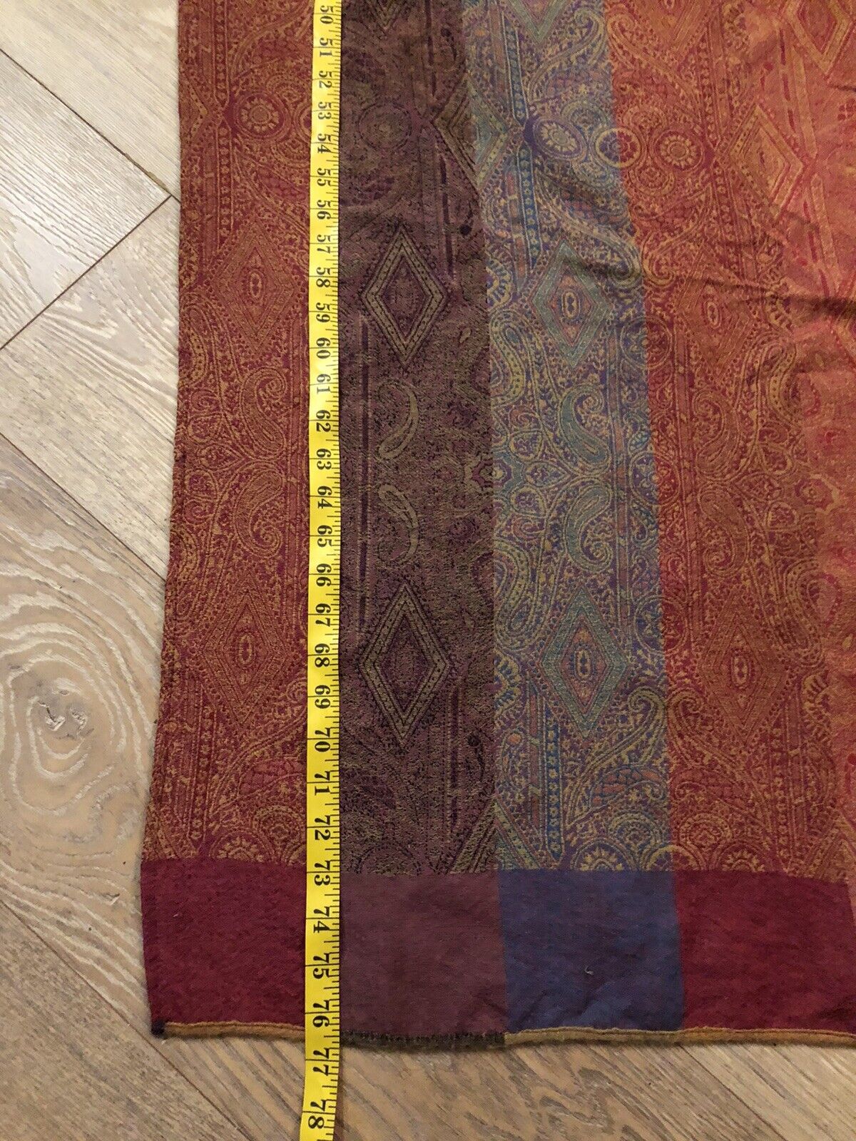 Koos Van Den Akker Wool Multi Paisley Shawl 76x28… - image 5