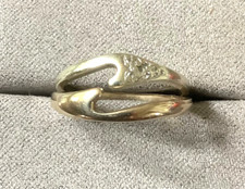 9ct interlinked yellow and white gold rings with diamonds size L1/2-M 2 rings