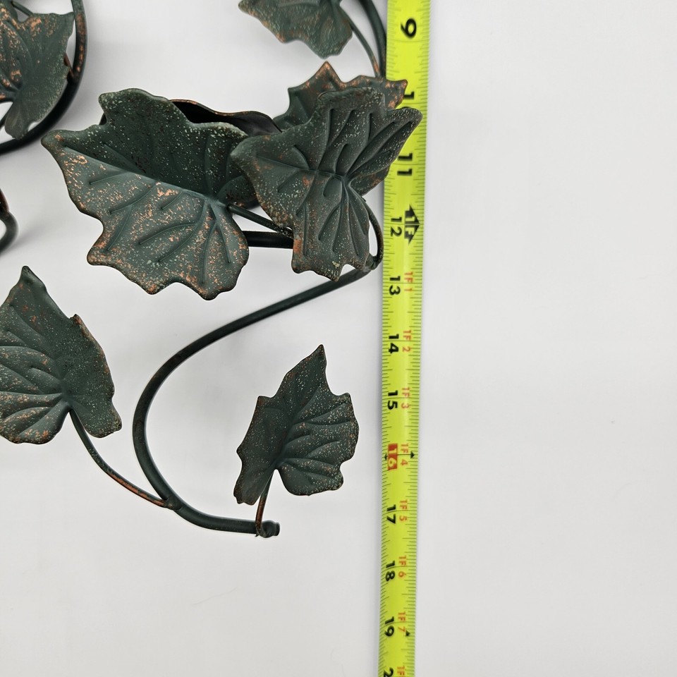 Vintage Metal Green Ivy Taper Candle Holders Wall Sconces Copper