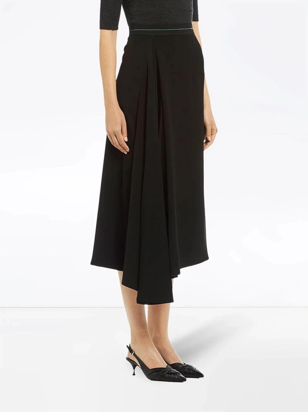 NUOVA Gonna asimmetrica Prada a pieghe in nero taglia 42 #P1757