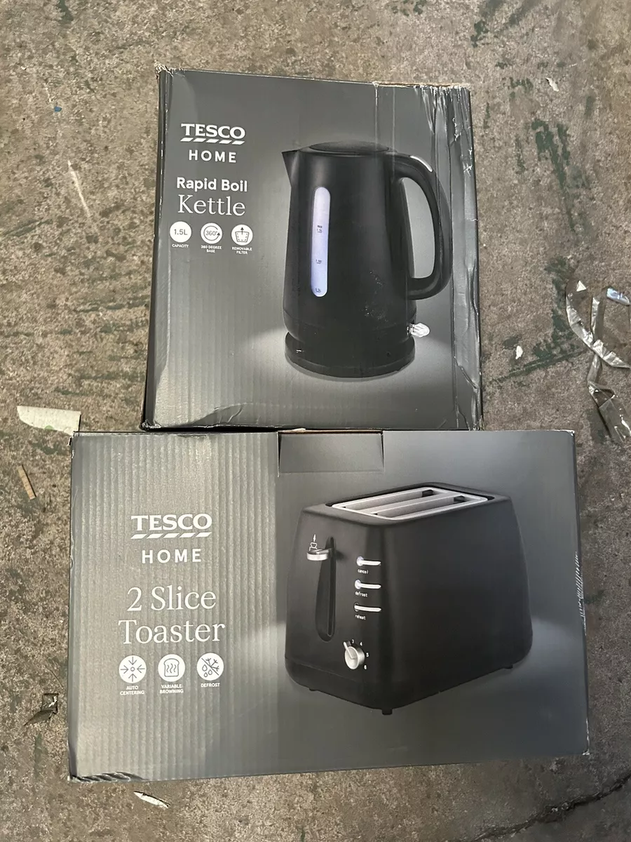 Tesco Kettle And Toaster Set Black 2 Slice Toaster And 3kw Kettle