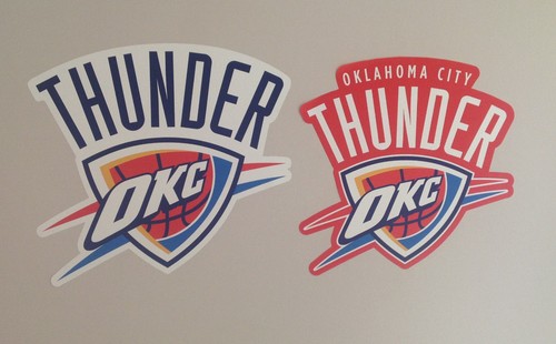 oklahoma city thunder fathead lot/2 different team logo (14" x