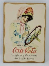 Classic Coca-Cola Coke Fridge Magnet 6"x4" Wood Print Lady Driving