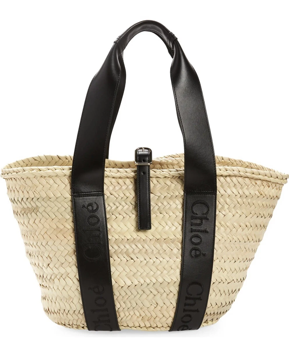 Medium raffia basket bag