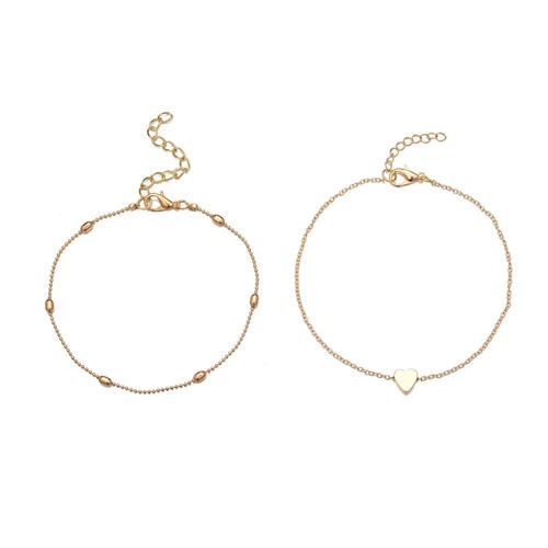 Summer Fashion Beach Round Beads Simple Heart Pendant Anklet Gift For Women Her - Picture 5 of 8