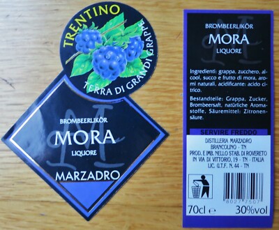 ITALY MARZADRO Mora Trentino Rovereto wine labels liqueur wine labels