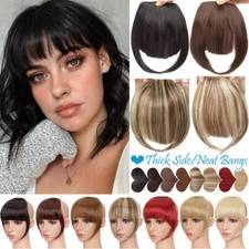 100% Real Clip In As Human Hair Extensions Thick Bangs Front Fringe Hairpieces