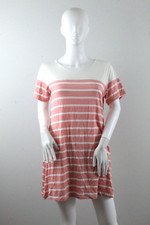 Short Sleeve Striped Mini Dress Yelete Size Medium Dusty Rose / White NWT