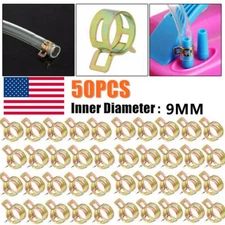US 50PCS 0.3" 9mm Hose Spring Clips Fuel Line Water Pipe Air Tube Clamps