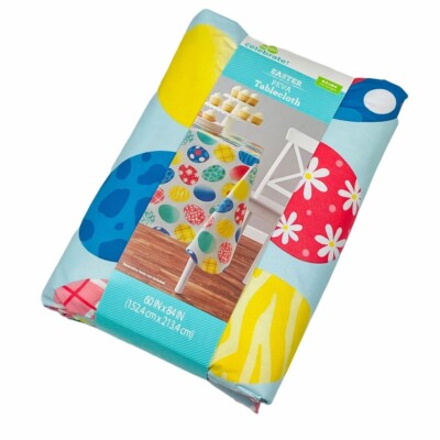Way to Celebrate Decorated Easter Eggs PEVA Vinyl Tablecloth 60x84in Rectangle