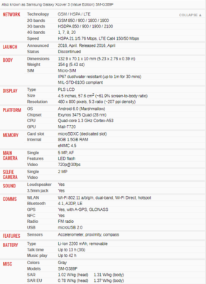 Android Samsung Galaxy Xcover (Value Edition) SM-G389F 4G LTE