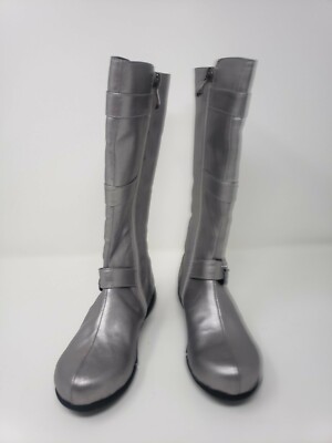 Girls/Little Kids a Line Pewter Zip Up Dress Boots (Size: EUR 28/US