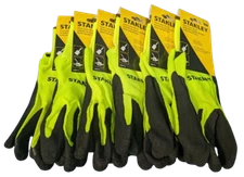 Stanley Foam Latex Gloves Work LARGE Paint Masonry Construction 6 Six Pairs