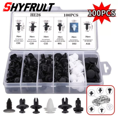 100X Bumper Fastener Clips-Auto Car Hole Plastic Rivets Retainer Fender Push Pin
