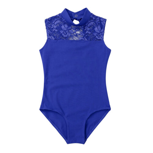 Kids Girls Ballet Dance Leotard Sleeveless Mock Neck Gym Athletic Bodysuit - Picture 34 of 53
