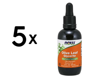 5 x NOW Foods Olive Leaf Glycerite - 60 ml. (216,50 EUR/L)
