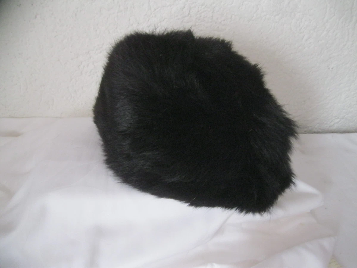 Alte Damen Kappe Mütze Pelzmütze Vintage schwarz Pelzhaube Pelzkappe Herren 55