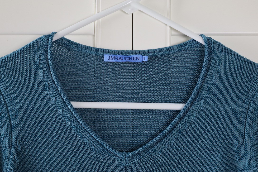 J. MCLAUGHLIN $178 Solid Teal Textured Crochet Kn… - image 6