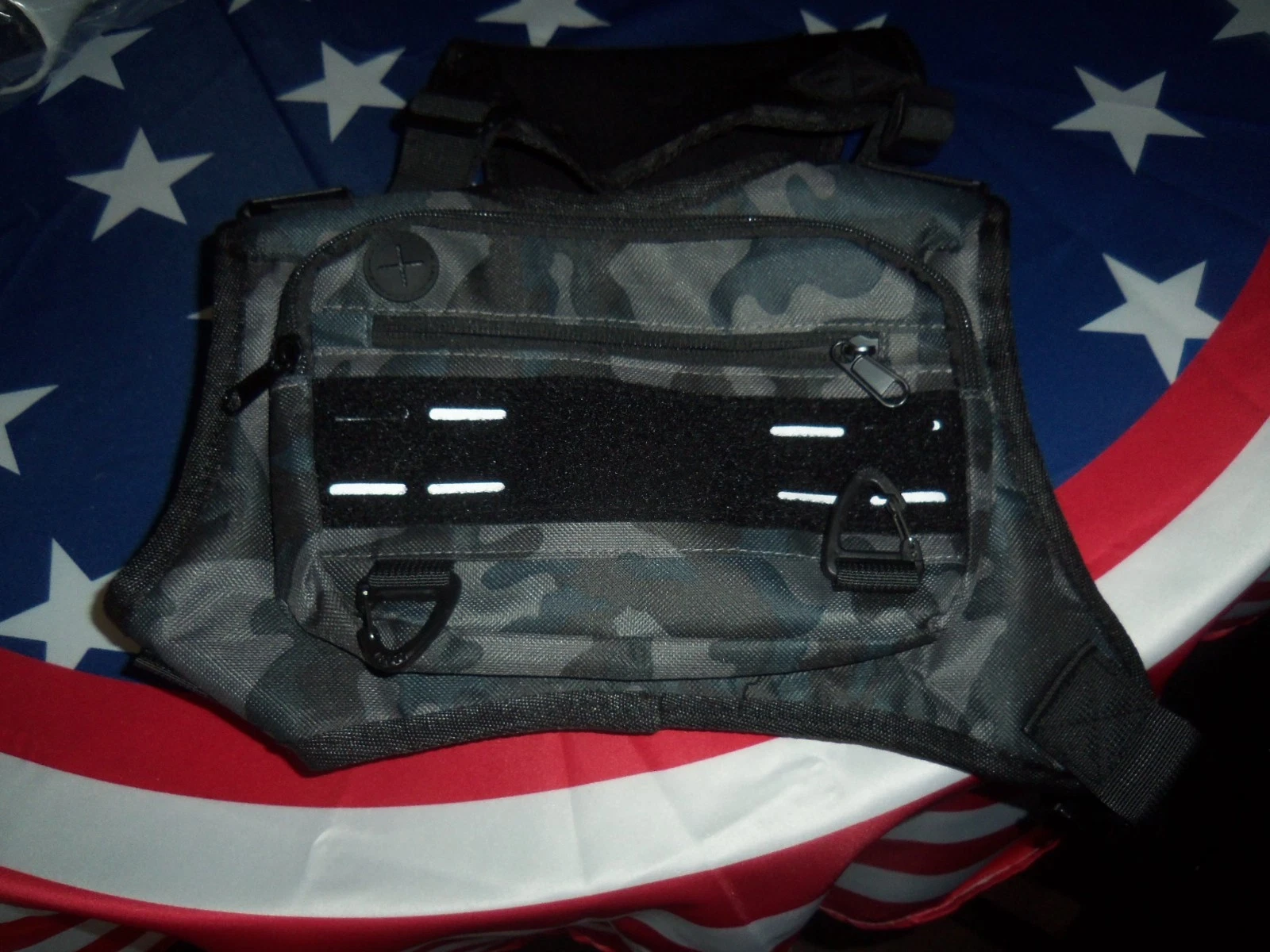 Tactical Chest Bag Grey Camo Sling Pack Adjustable Strap Outdoor Hiking Utility