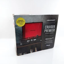 Crosley Cruiser Deluxe Stereo Turntable, Black, CR8005D-BK, Stereo Speakers New