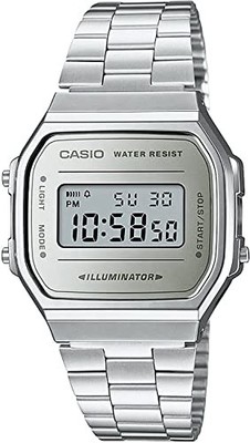 Casio Vintage A168WEM-7 Digital Silver Mesh Bracelet Watch New Unisex Classic
