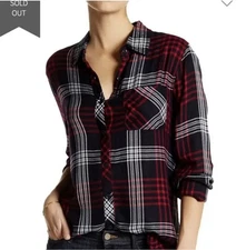RAILS HUNTER PLAID SHIRT MED NAVY MERLOT OVERSIZED FIT DARK ACADEMIA GORPCORE